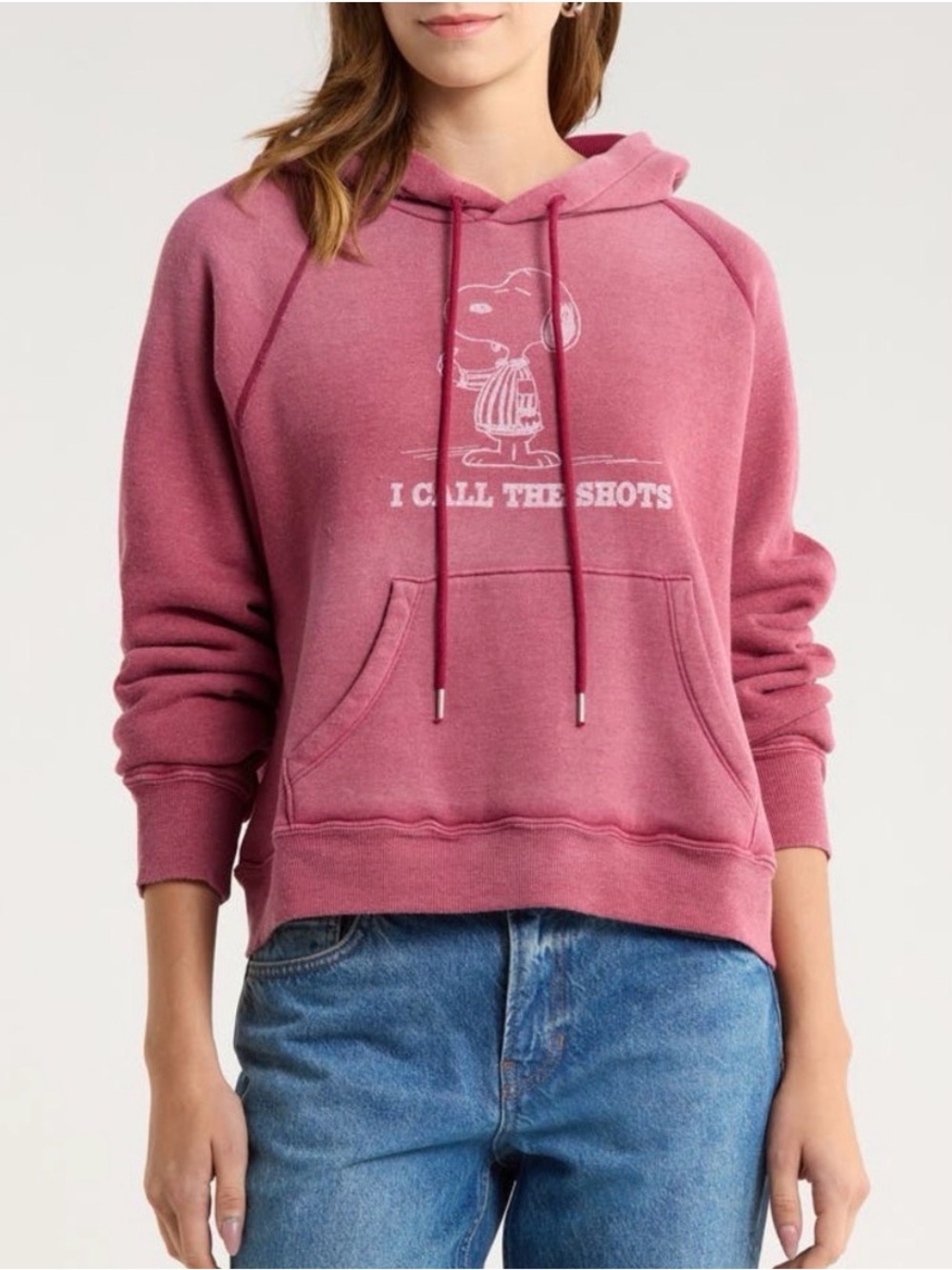 NWT Size S NWOT Re/Done Classic Peanuts Snoopy Thermal Lined Hoodie - Faded Beet